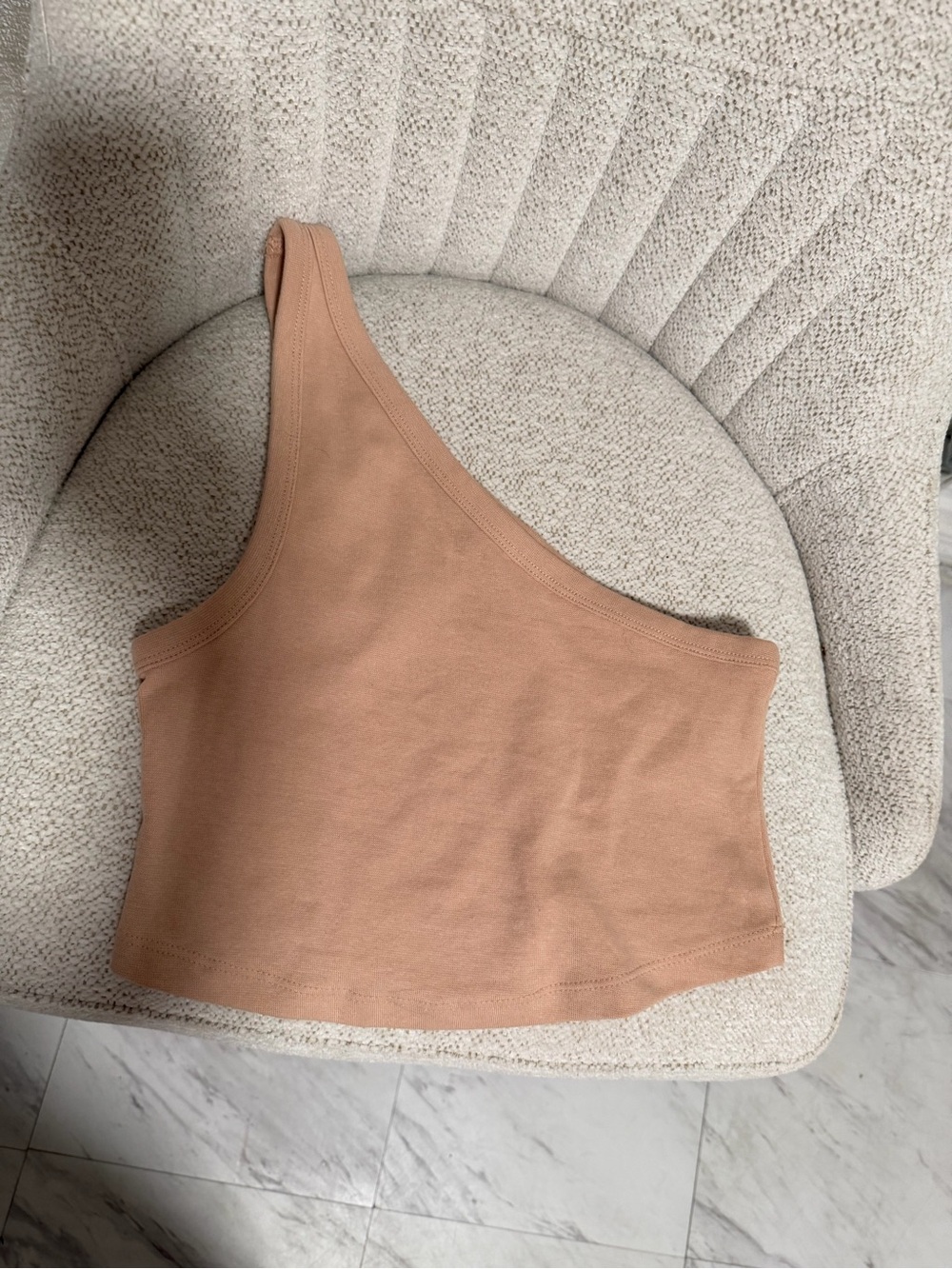 Zara One-Shoulder Cropped Tank Top in Camel Brown